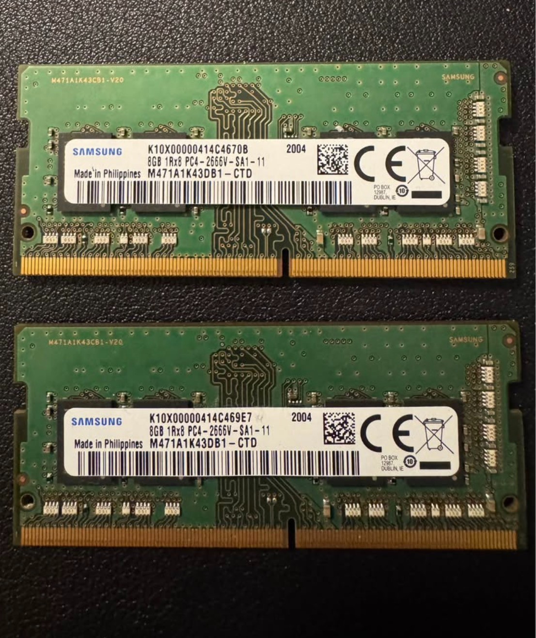 Samsung 16GB (2x8GB) DDR4 2666MHz Laptop Ram M471A1K43DB1-CTD