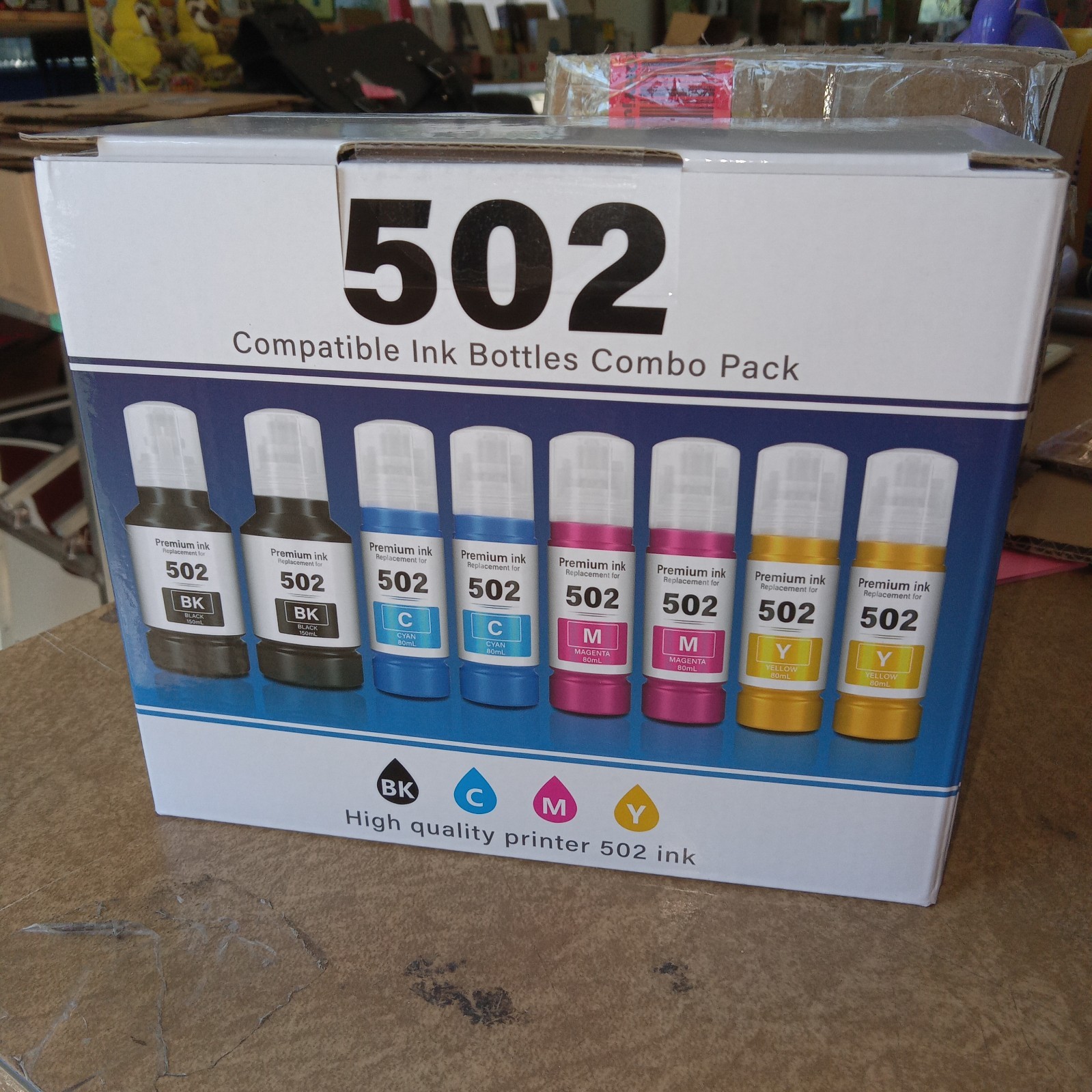 Inkrobat 502 Compatible Ink Bottles Combo Pack 8-Pack BK/C/M/Y Refill For Epson