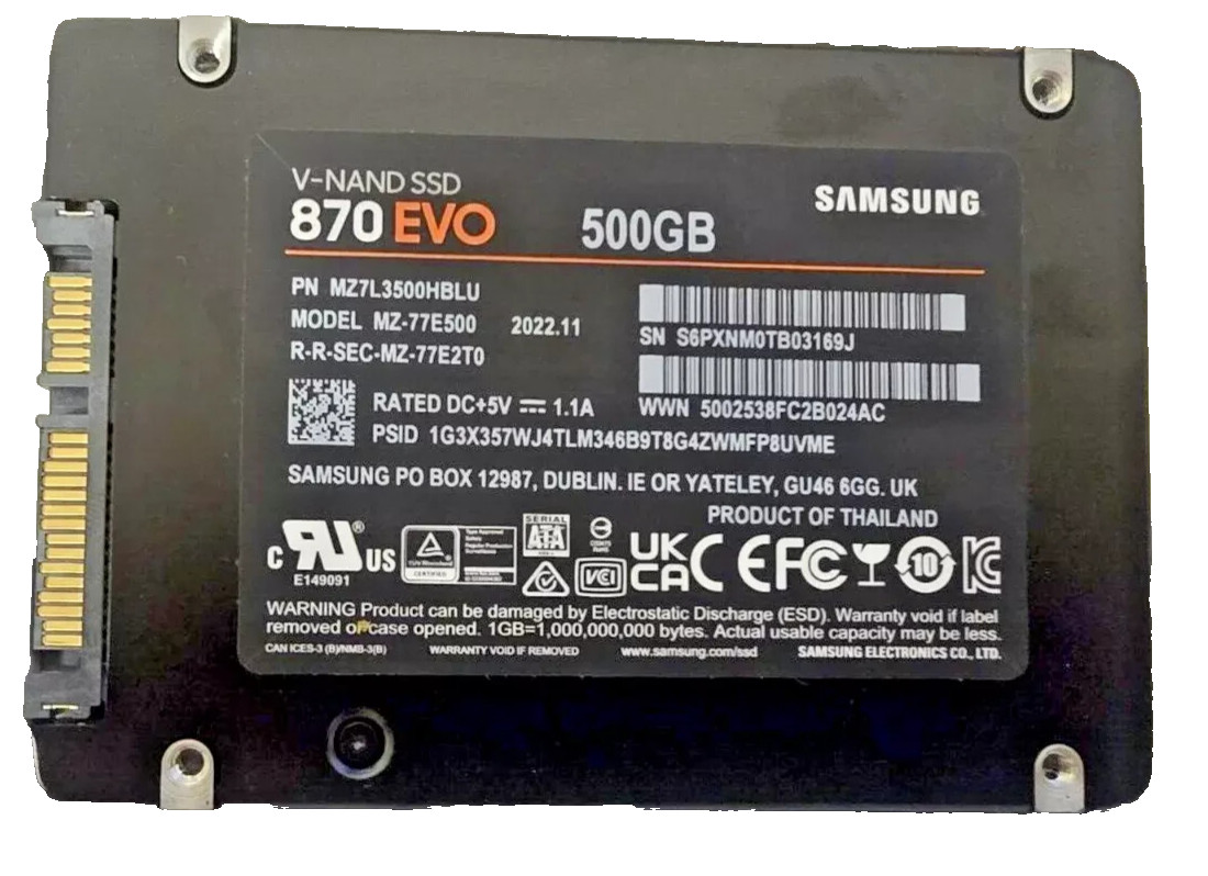 Samsung 870 EVO 500GB 2.5" SATA III Internal SSD MZ-77E500B drive Solid state