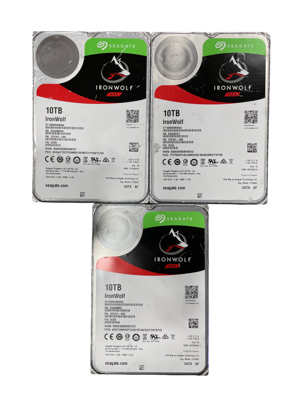 Lot of 3x Seagate IronWolf 10TB NAS HDD Hard Drive 3.5" SATA ST10000VN0004 #26