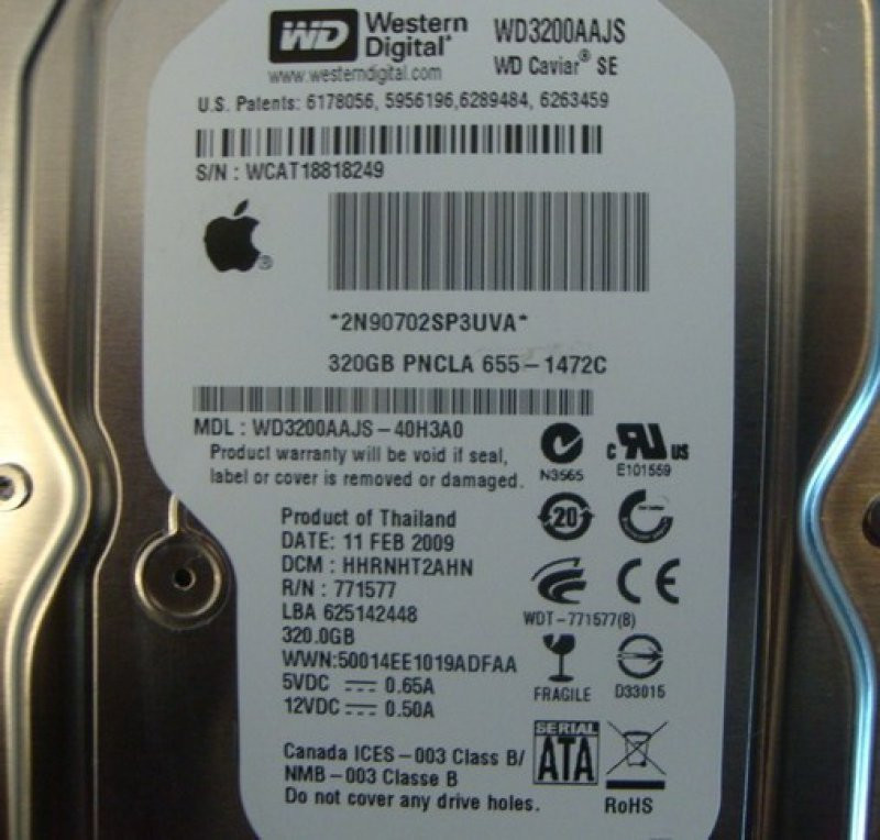 Western Digital WD3200AAJS-40H3A0 Apple 655-1472C 320gb 3.5" Sata Desktop Drive