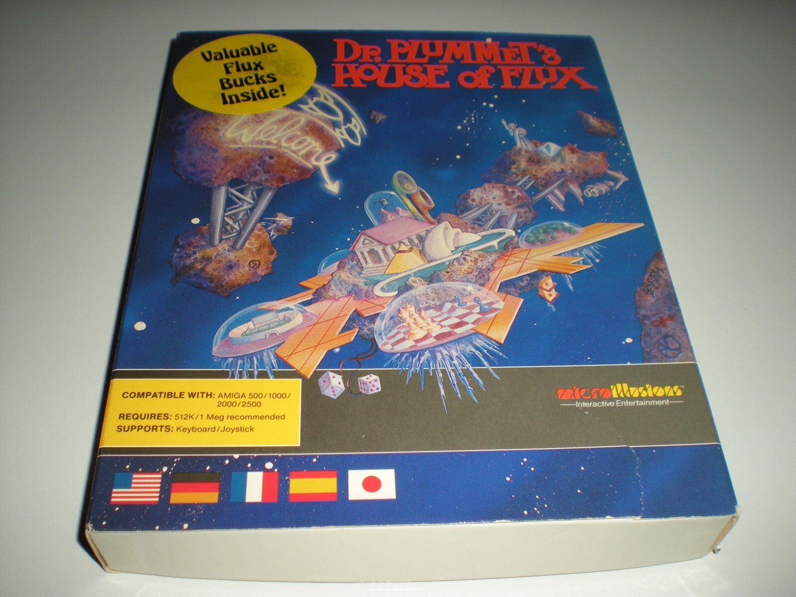 Dr. Plummet's House of Flux Amiga game by MicroIllusions.  Possibly used.  Rare.