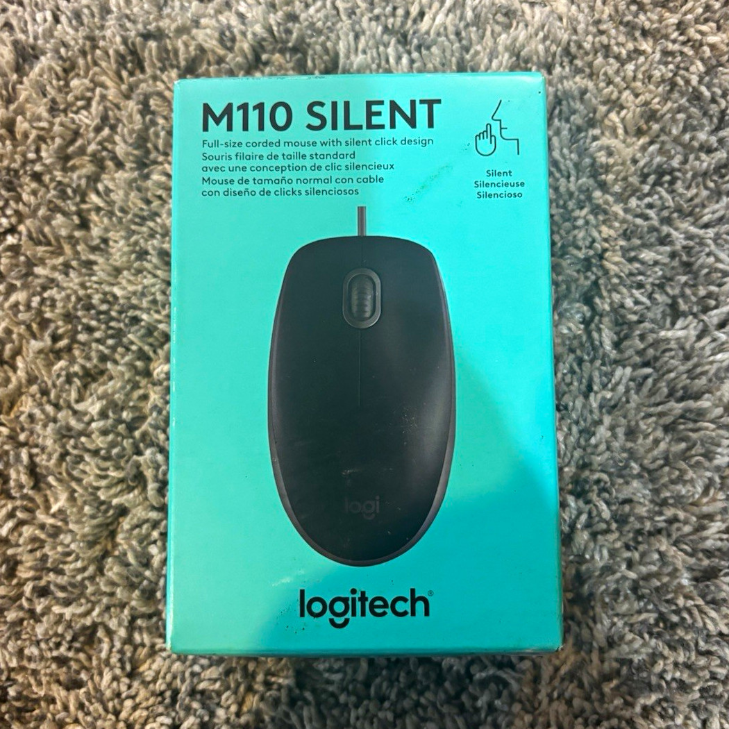 Logitech M110 Silent Wired Optical Mouse, Silent Clicks, 1000 DPI, Black