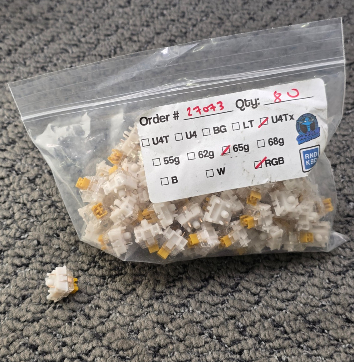 (QTY 80) Gazzew U4Tx 65g RGB Silent Tactile Switches Replacement