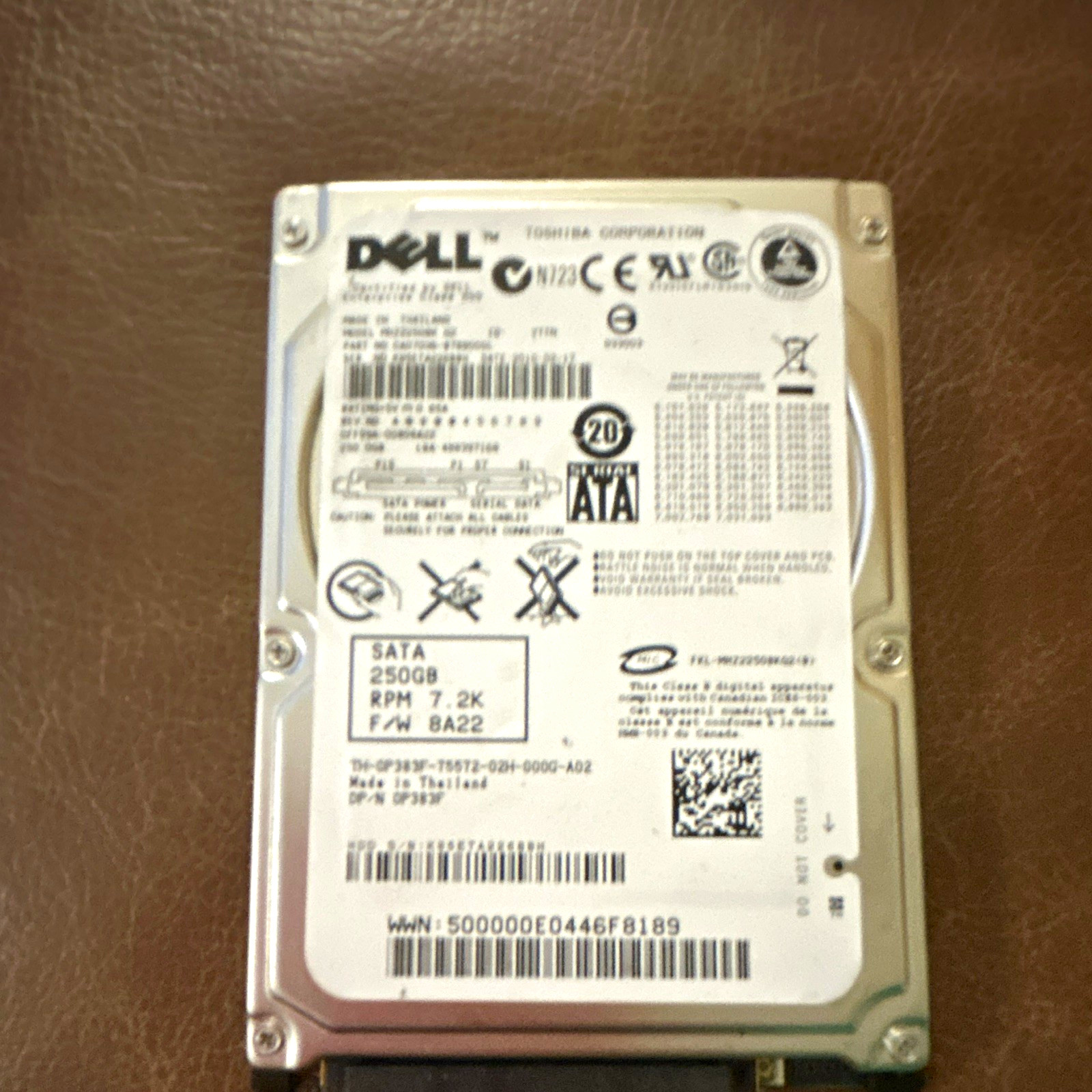 Dell Toshiba MK2552GSX 250GB 2.5in SATA 7200RPM HDD 8MB Cache