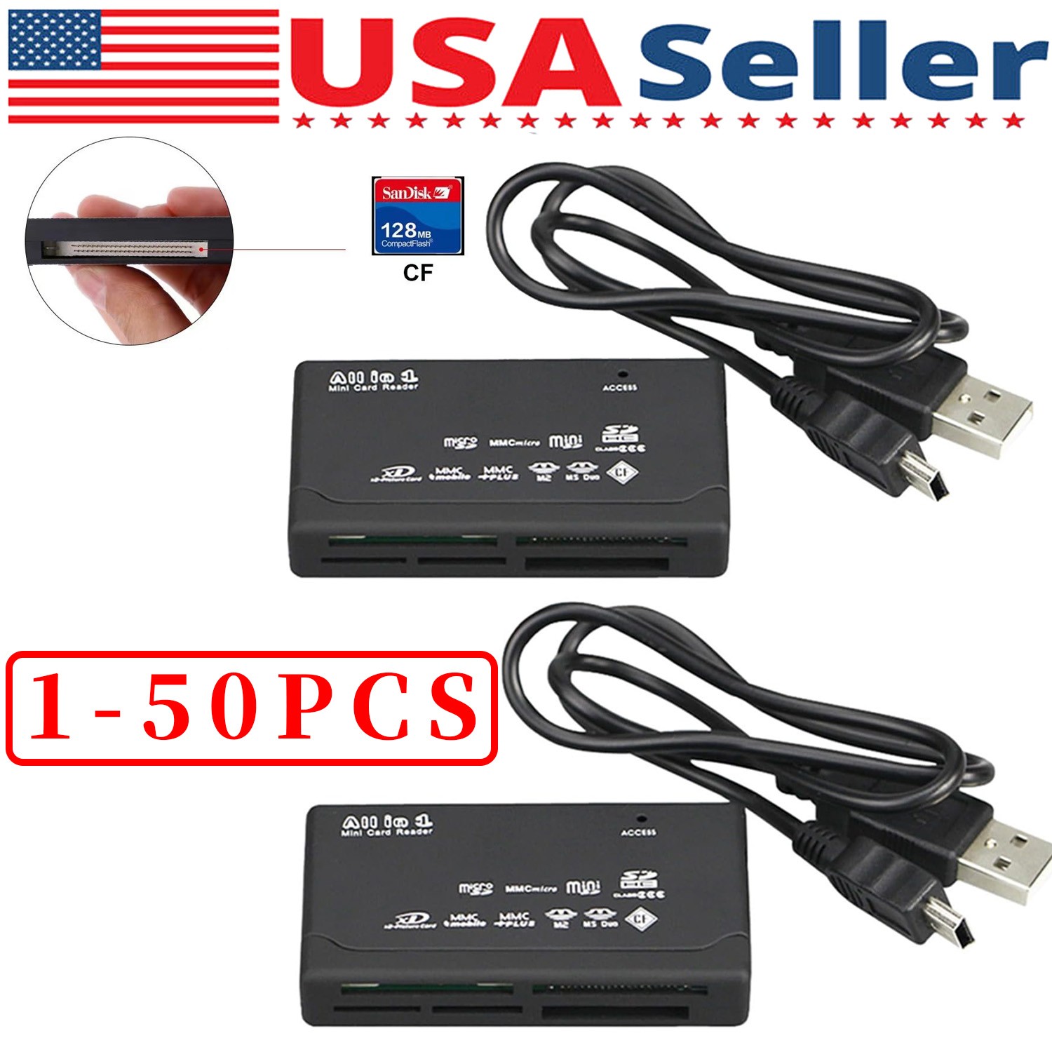 Memory Card Reader Mini 26-IN-1 USB 2.0 High Speed For CF xD SD MS SDHC Lot