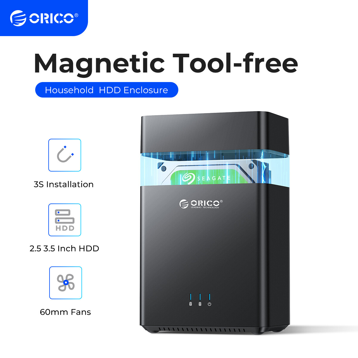 ORICO 5/2 Bay Hard Drive Enclosure 3.5" SATA HDD Docking Station USB3.0/Type C