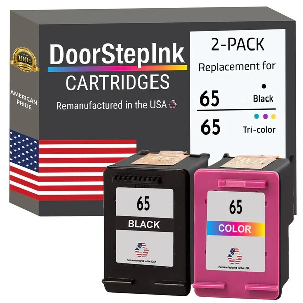 DoorStepInk Compatible Ink Cartridges HP 65 Black / Color Combo Pack USA