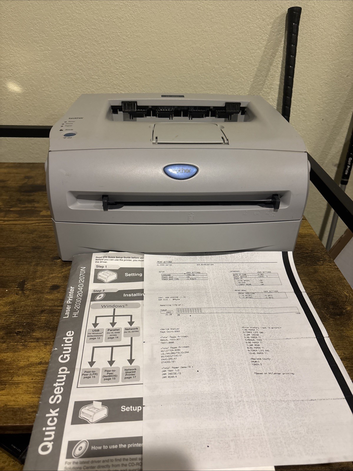 Brother  HL-2040 Monochrome Workgroup Laser Printer With Manual Sold As Is