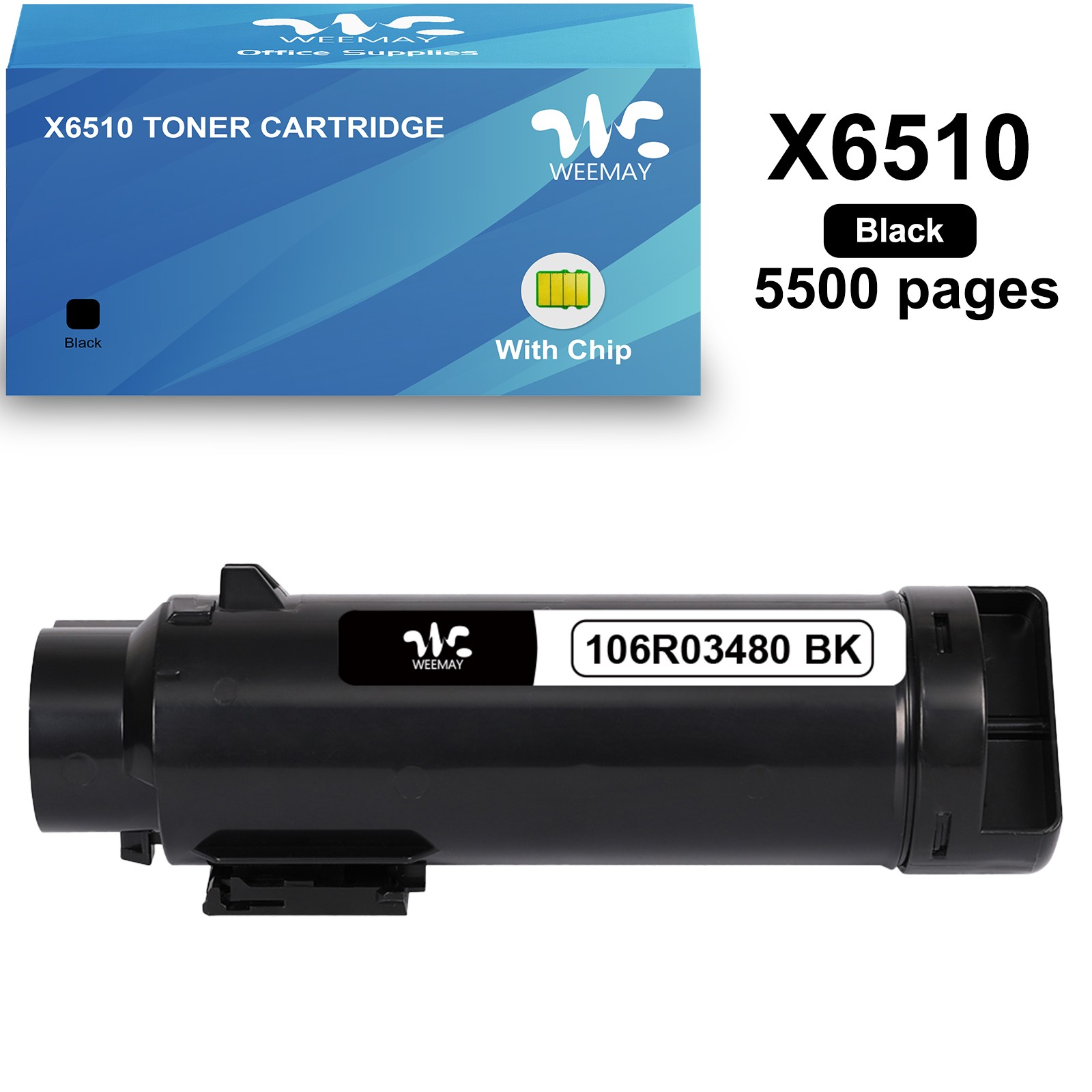 BLACK X6510XK Toner Cartridge 106R03480 for Xerox Phaser 6510 WorkCentre 6515 DN