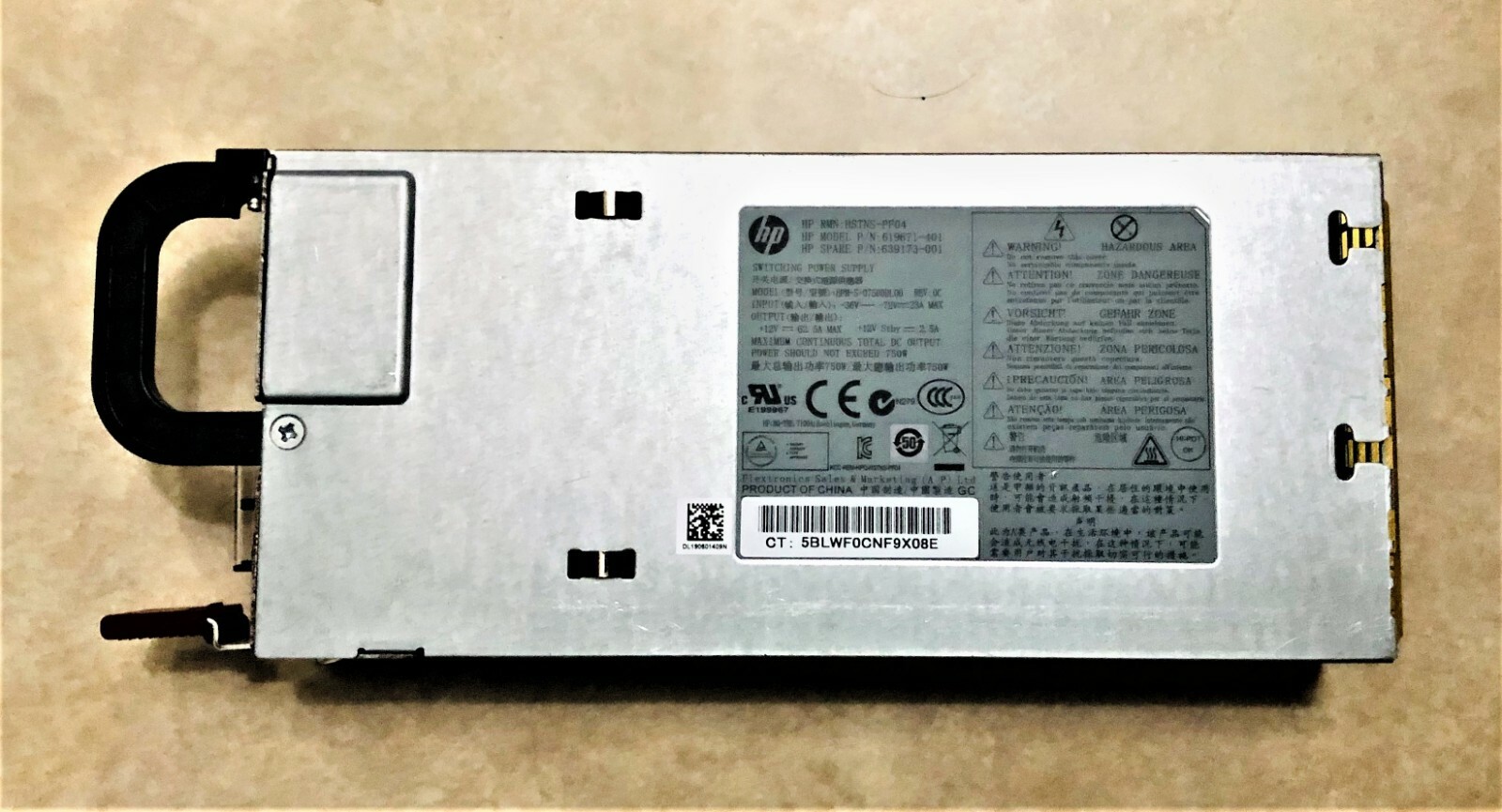 HP 750W HOT PLUG CS 48V DC Power Supply 	619671-401 / 	636673-B21 / 639173-001
