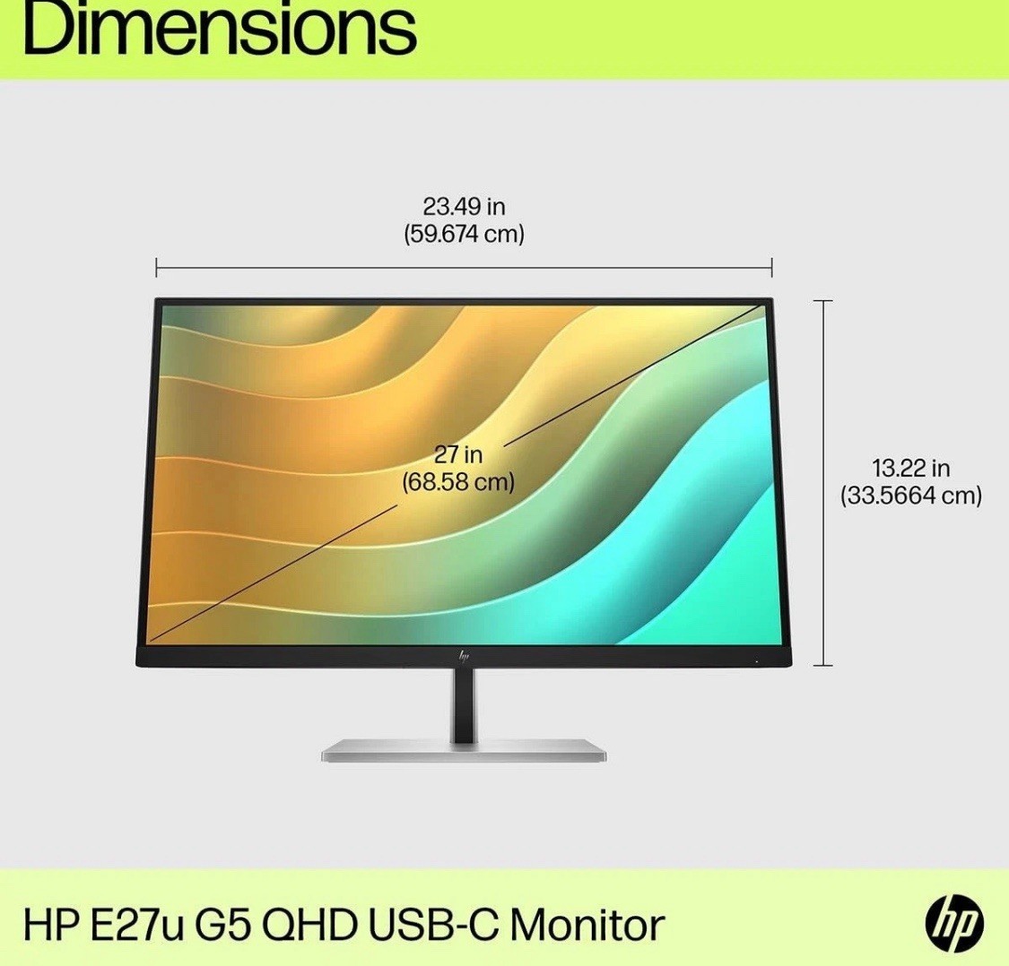 HP E27u G5 27" WQHD 2560x1440 75Hz 5ms Edge LED LCD Monitor 6N4D3AA