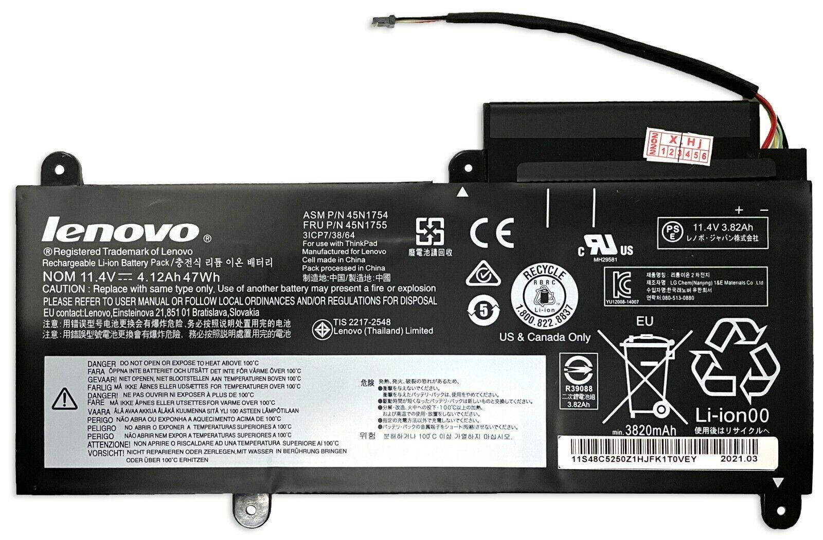 Genuine Battery 45N1756 45N1757 For Lenovo ThinkPad E450 E450C E455 E460 E460C