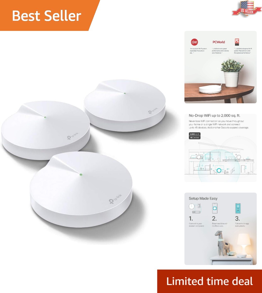 Upgrade Your Home Network: Deco M5 WiFi System for 5,500 sq. ft. & Alexa Support