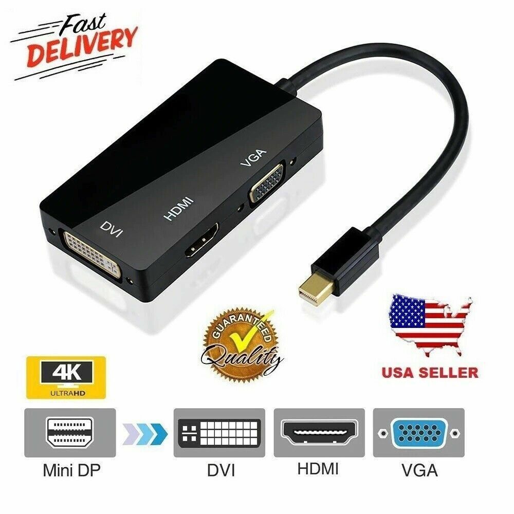 Thunderbolt Mini Display Port DP To HDMI DVI VGA Adapter for Macbook Pro Air 4K