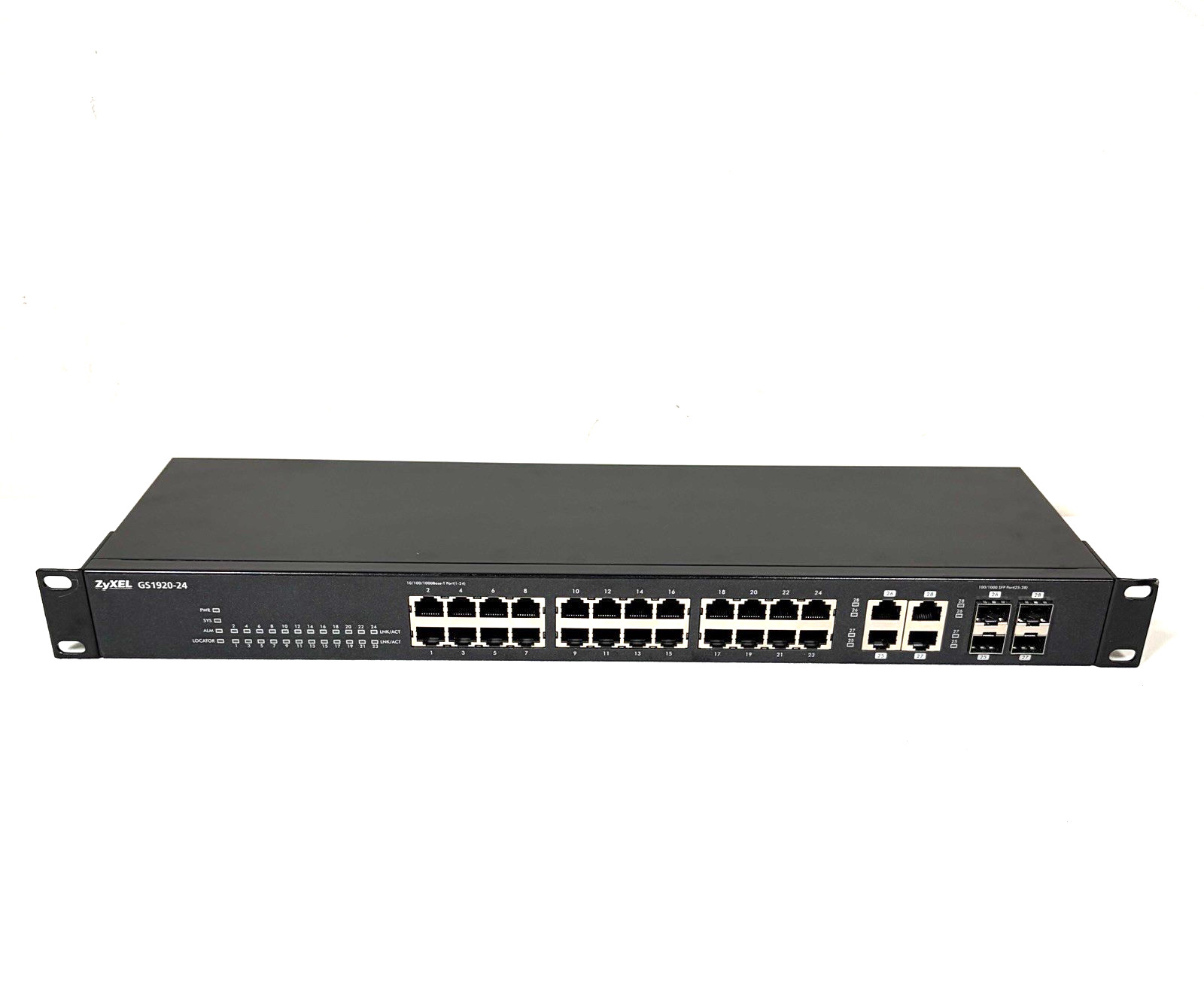 Zyxel GS1920-24HP 24-port Gigabit Smart Managed PoE+ Switch with Mounting Rack.