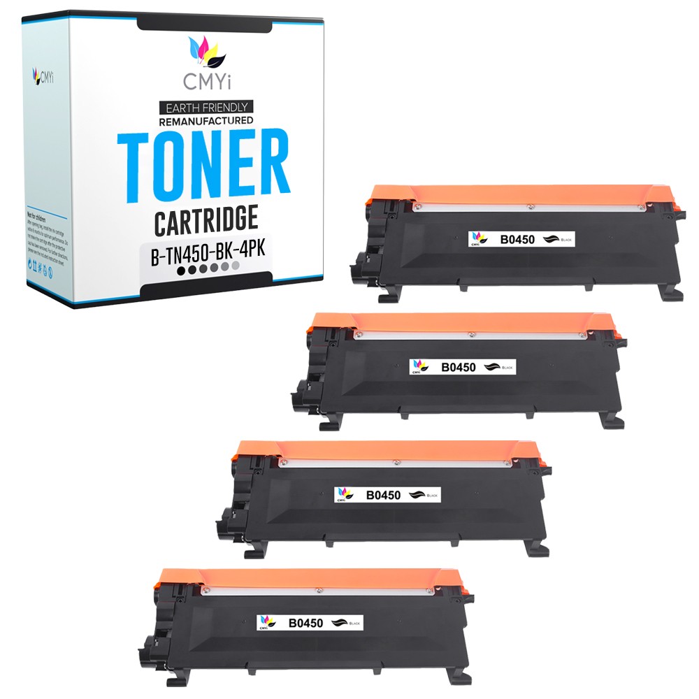 4PK Compatible CMYi TN-450 Black Toner Cartridge fits Brother HL-2242D FAX-2845