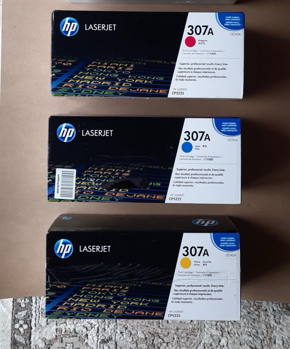 Genuine HP 307A Original LaserJet Toner Set, 7,300 pages, CE741A ,CE742A, CE743A