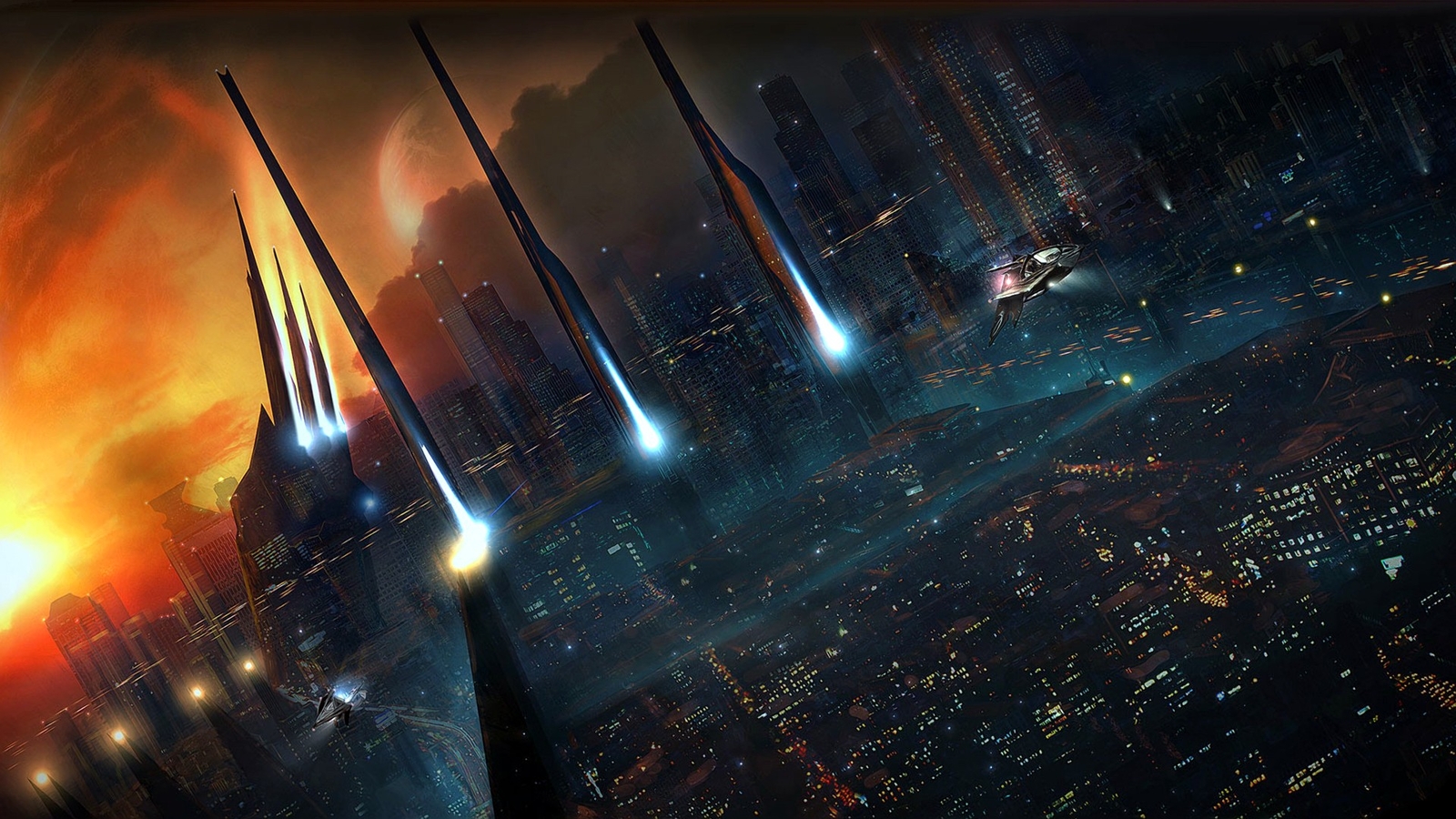 Landscape futuristic architecture city science fiction Custom Gaming Mat Desk