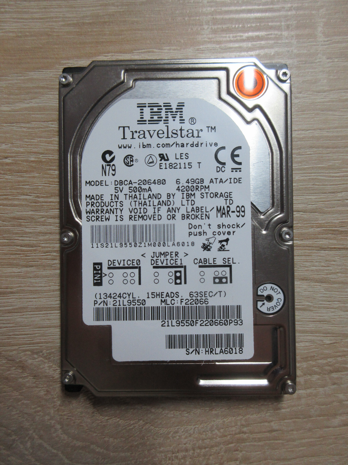 ⭐ IBM DBCA-206489 6490MB 2.5" IDE 44 Pin HDD Hard Drive HTF Vintage ⭐