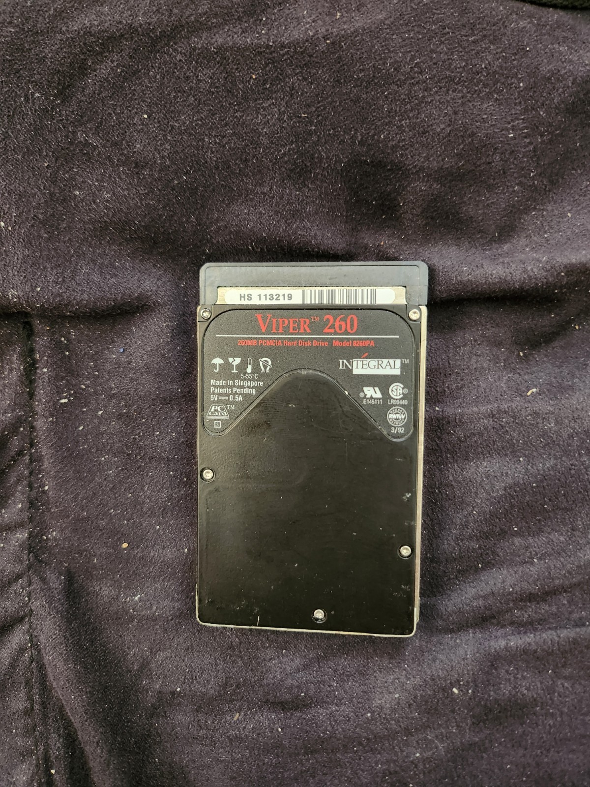 Vintage Integral Viper 260 PCMCIA Hard Drive 260MB Model 8260PA Tested Working