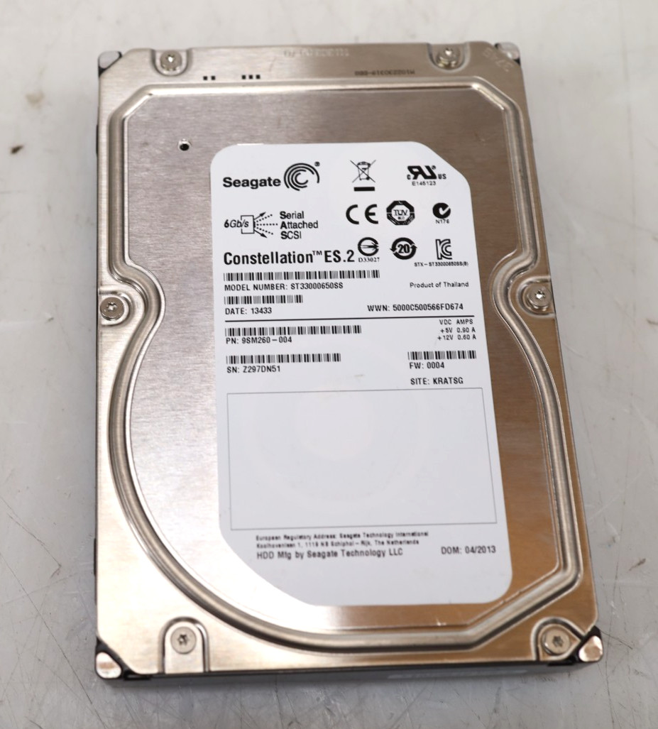 Seagate Constellation ES.2 3TB ST33000650SS 3.5" SAS 6Gb/s 7200RPM Hard Drive