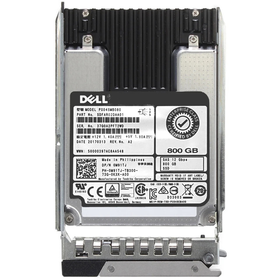 M91TJ 0M91TJ PX04SMB080 Dell 800GB 12Gbps SAS WI MLC 2.5'' SSD 14/15/16G KIT