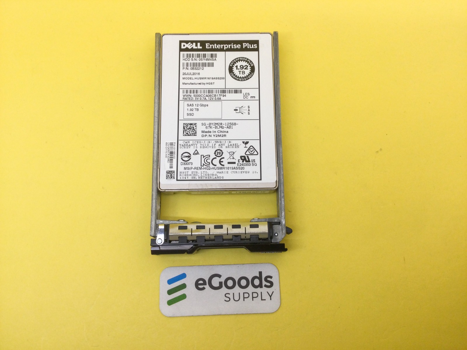 Y2M2R Dell Compellent 1.92TB SAS 12Gb/s Read Intensive 2.5'' SSD HUSMR1619ASS200