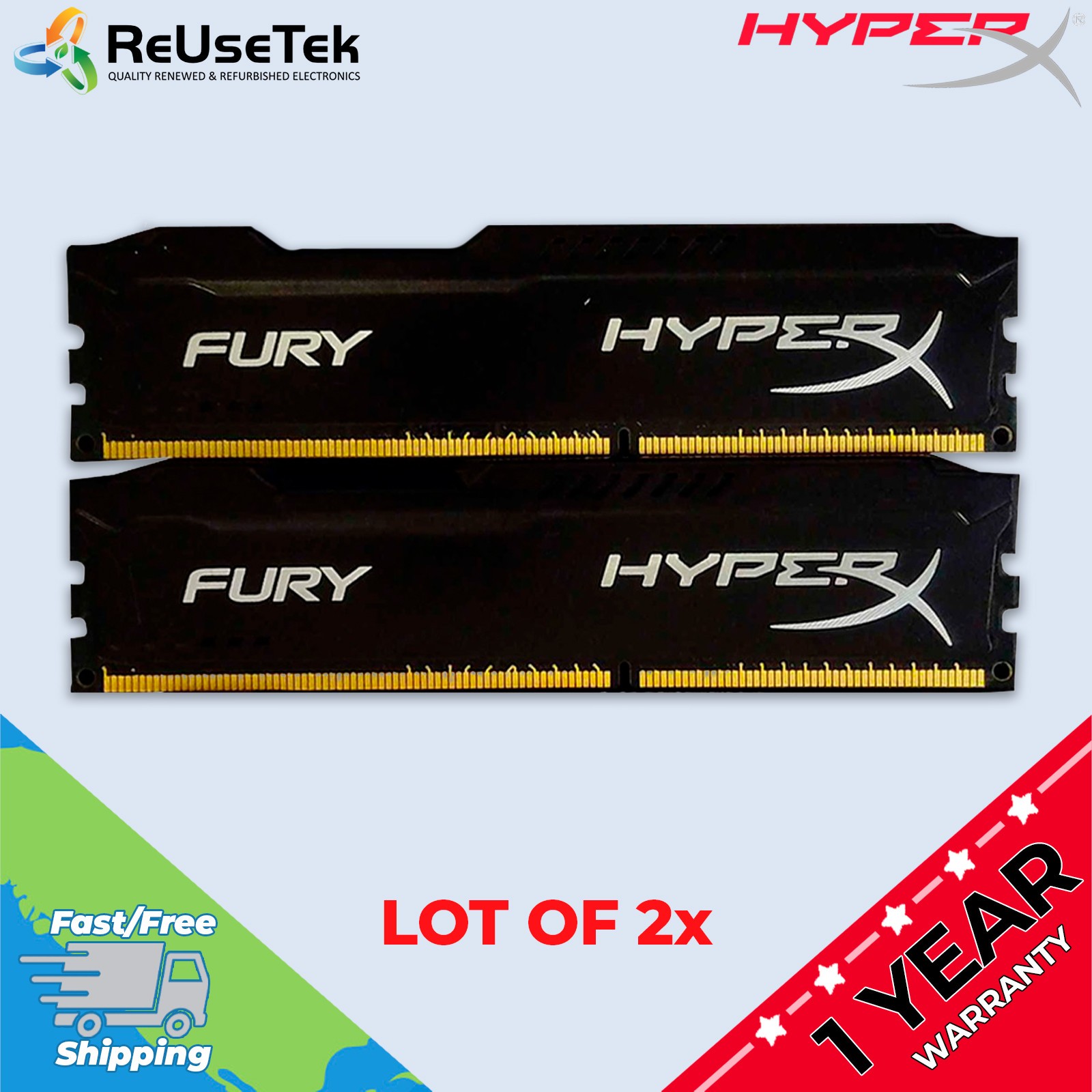 Kingston HyperX Fury 8GB (2x4GB) PC3-12800 DDR3 Desktop RAM | HX316C10FBK2/8