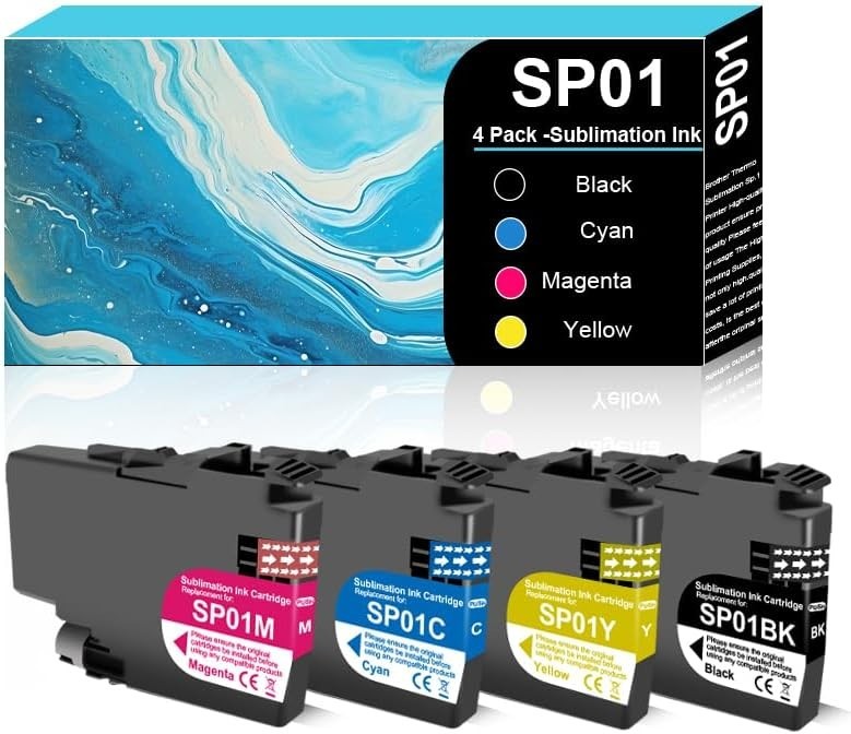 SP01 SP1 High Capacity Sublimation Ink Cartridge 4 Pack BK CMY SP-1 Fabric Print