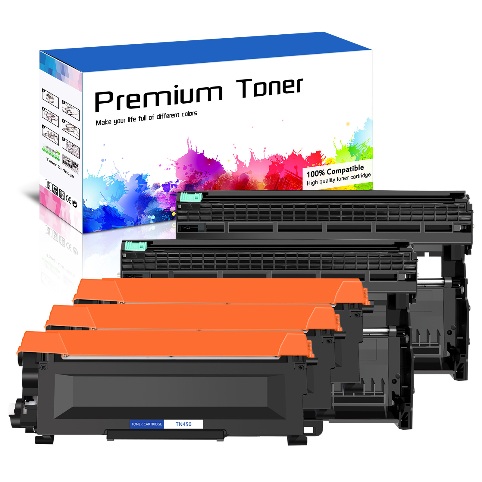 3PK TN450+2PK DR420 BK Toner Cartridge for Brother DCP-7060D DCP-7065DN Printer