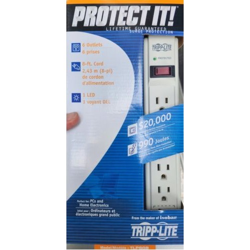 Eaton TLP706TELC 7OUT SURGE PROTECTOR 1440 J BLACK 6FT CORD TEL/MODEM SURGE 15A