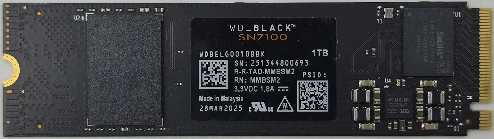 WD_BLACK SN7100 NVMe SSD 1TB PCIe GEN4 M.2 2280 Game Drive 1 TB