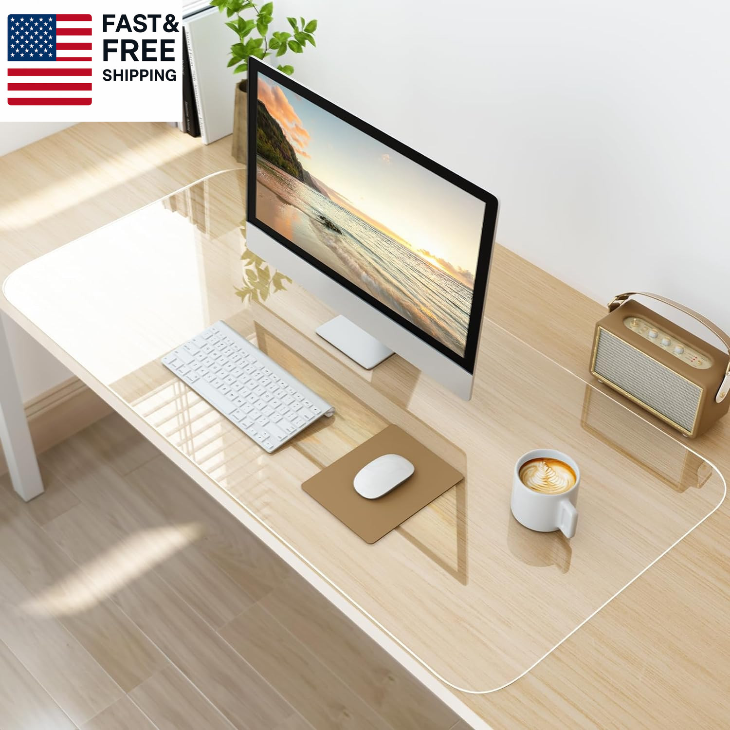 Clear Desk Mat Pad, 35.4"X15.7" Large Transparent Computer Desk Mat Plastic Des