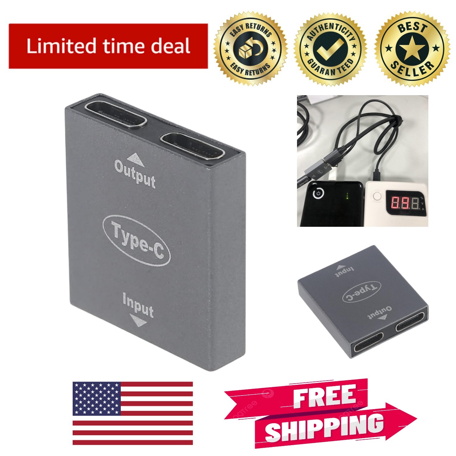 Compact USB C Female to Dual USB C Female Adapter - Fast Data Transfer Capable