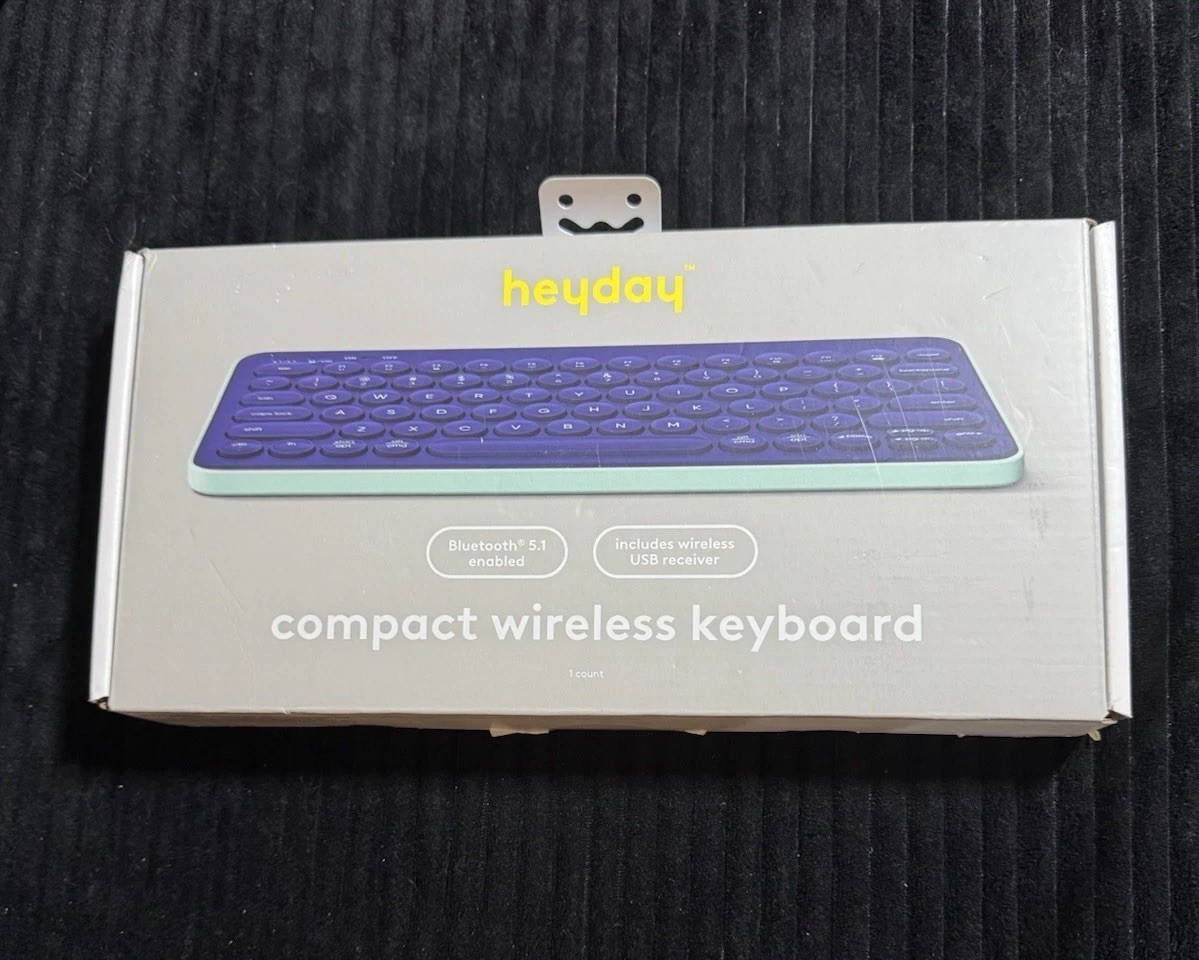 heyday Compact Wireless Keyboard Spring Purple Bluetooth 5.1 NEW