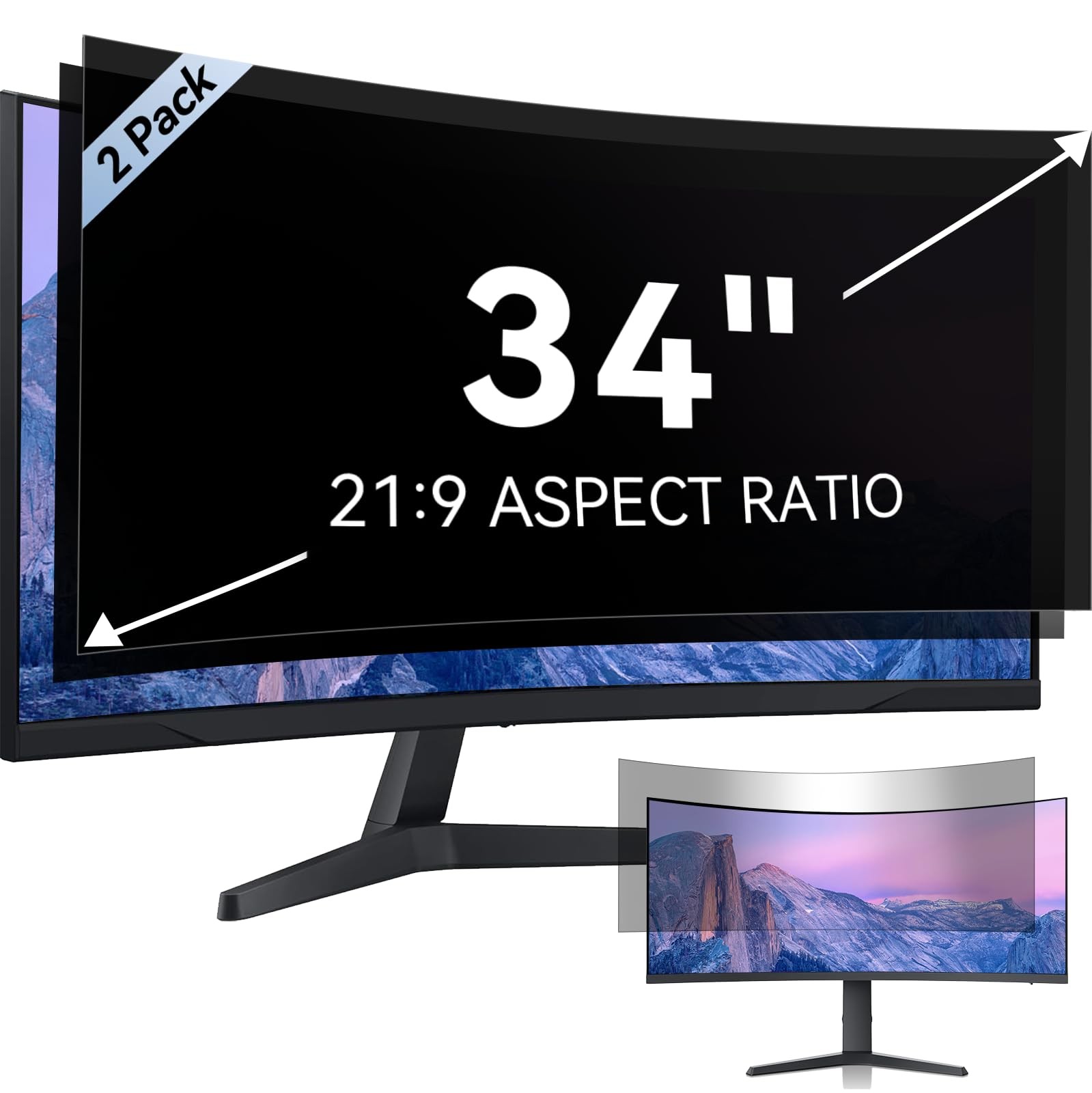 [2-Pack] 34 Inch Computer Privacy Screen for 21:9 Aspect Ratio Widescreen Monito