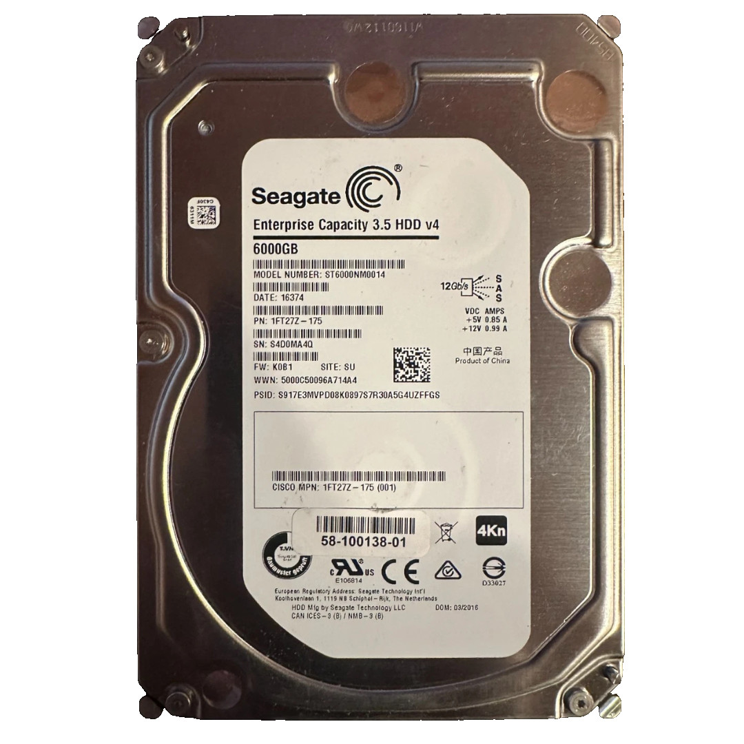 Seagate ST6000NM0014 6TB 12Gb/s SAS 7.2K 3.5" HDD Cisco 58-100138-01