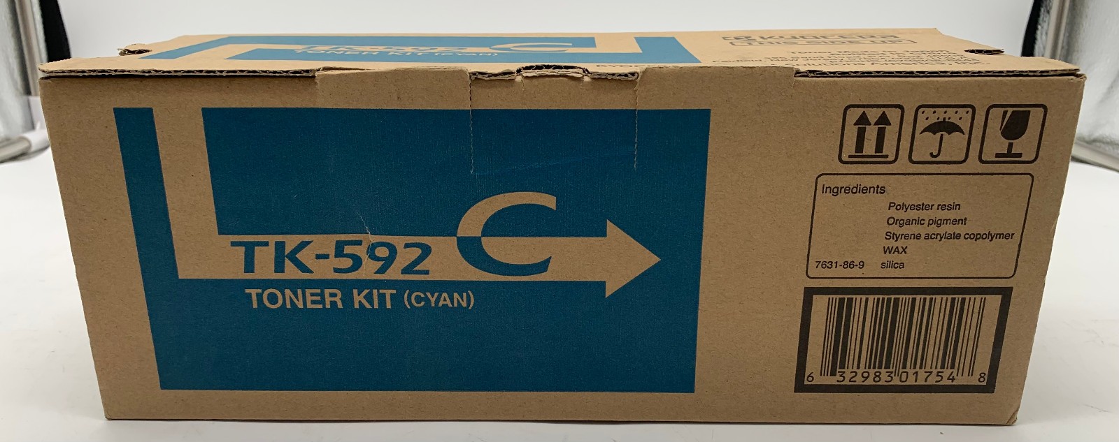 Genuine Kyocera TK-592C (TK592C) Cyan Toner Cartridge, OEM