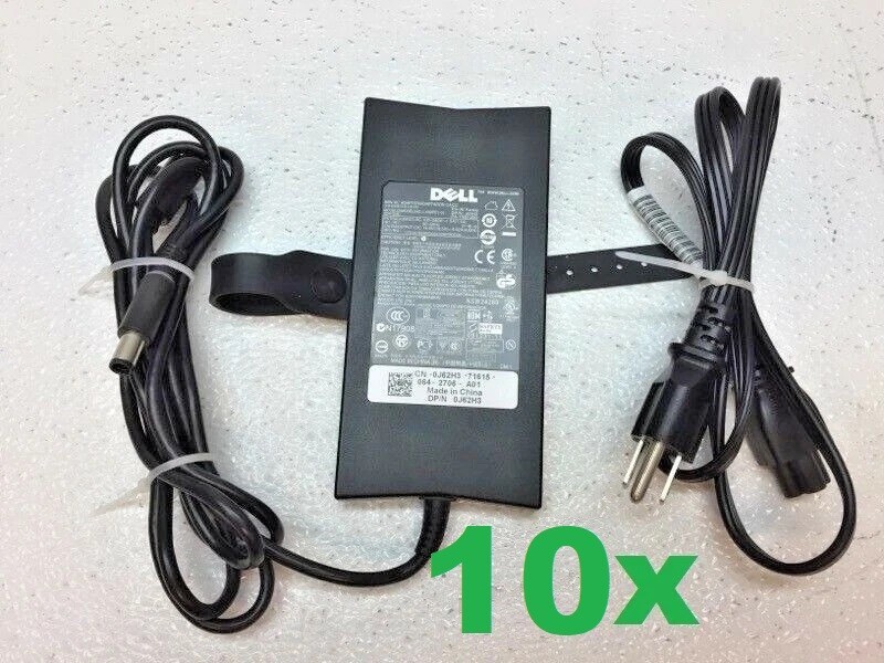 Lot of 10 Genuine Dell PA-3E 90W 19.5V 4.62A Slim AC Power Adapters  GOOD TESTED