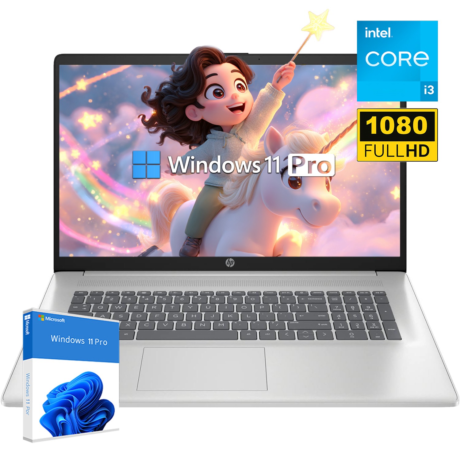 HP 17 Laptop 17.3" Full HD+ Core i3 N305 UPTO 32GB 2TB SSD Win Pro +9.5h battery