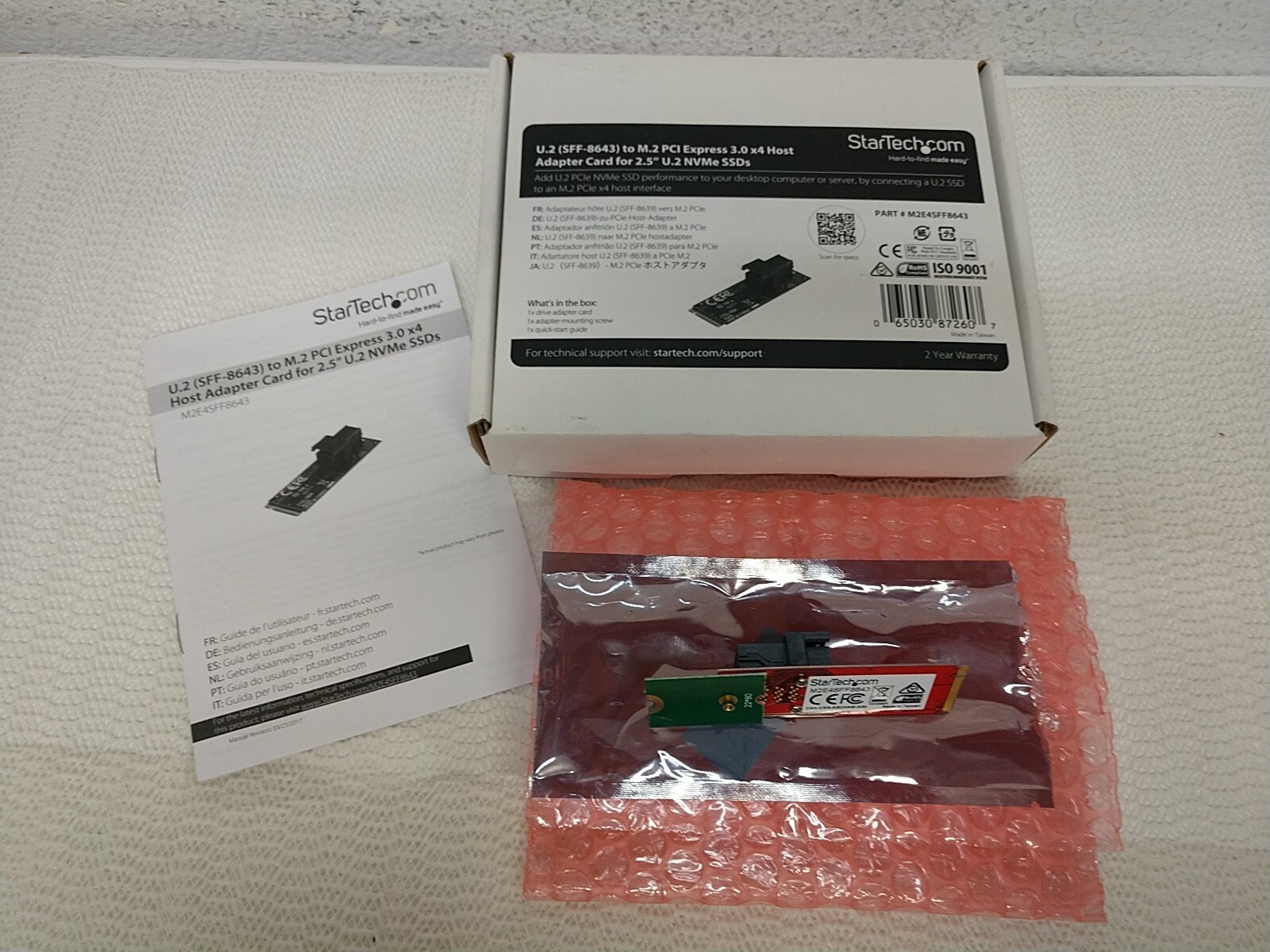 StarTech.com U.2 (SFF-8643) to M.2 PCI Express 3.0 x4 Host Adapter Card for 2.5”