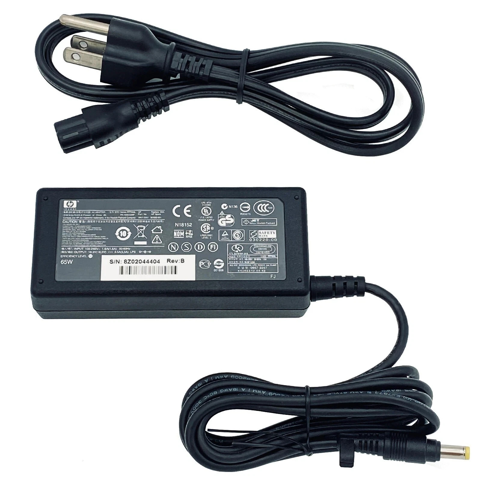Genuine HP 65W AC Power Adapter PA-1650-02H 18.5V Charger 380467-001 w/ Cord