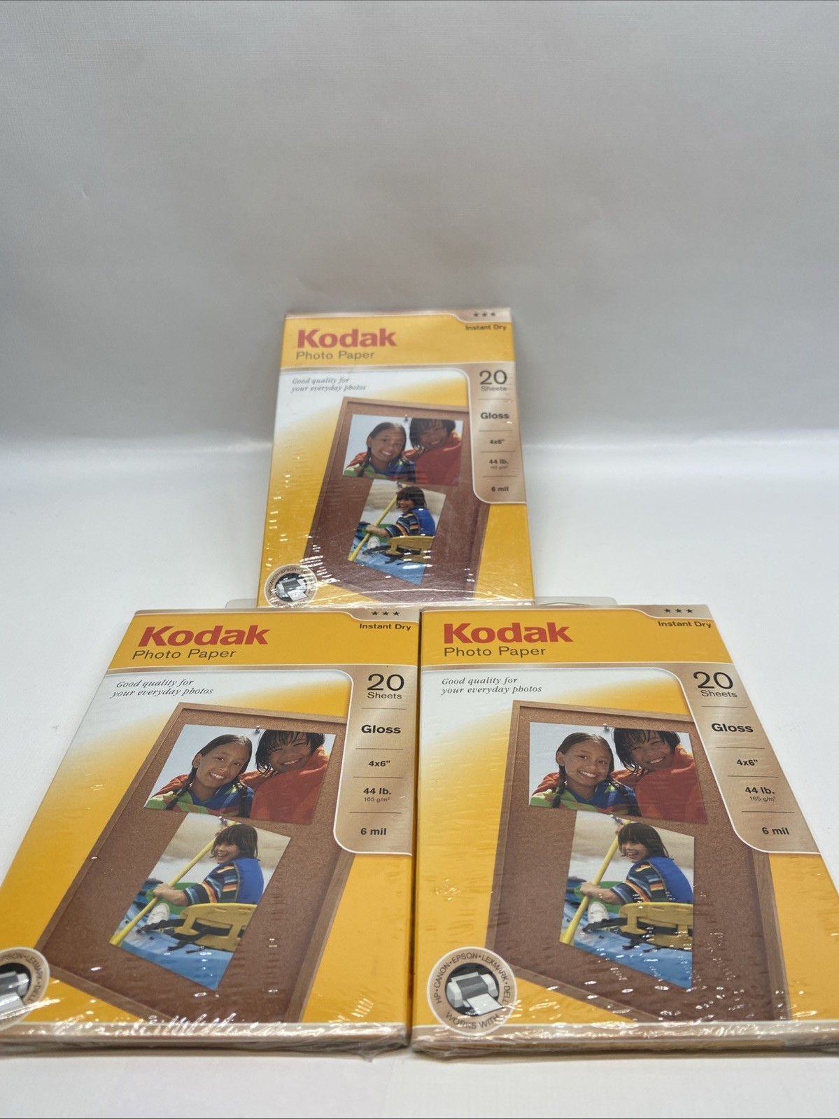 3x. Kodak Photo Paper 20sheets 4" x 6" Instant Dry Gloss Brillant New/Sealed