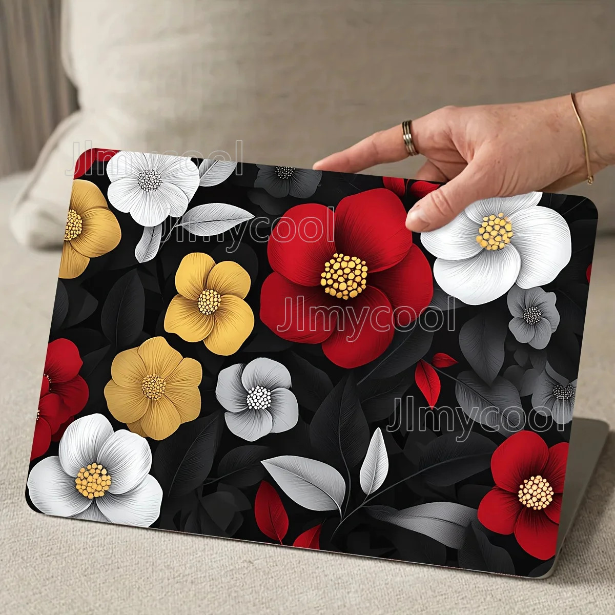2Pcs Floral Waterproof Scratch Resistant Vinyl Vinyl Stickers for Laptops