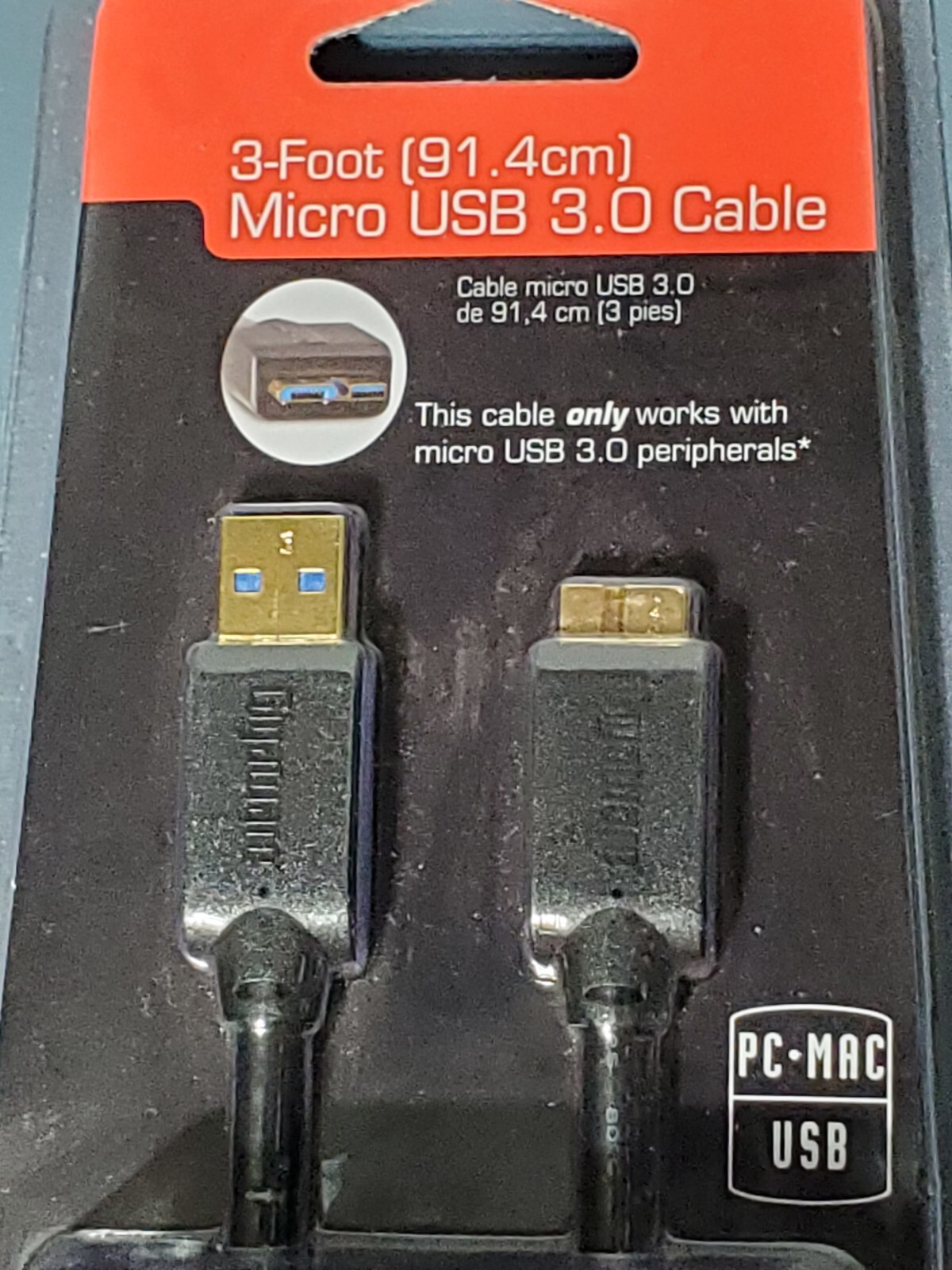 *NEW* GIGAWARE 3-FOOT(91.4CM) MICRO USB 3.0 CABLE PC-MAC-2602583