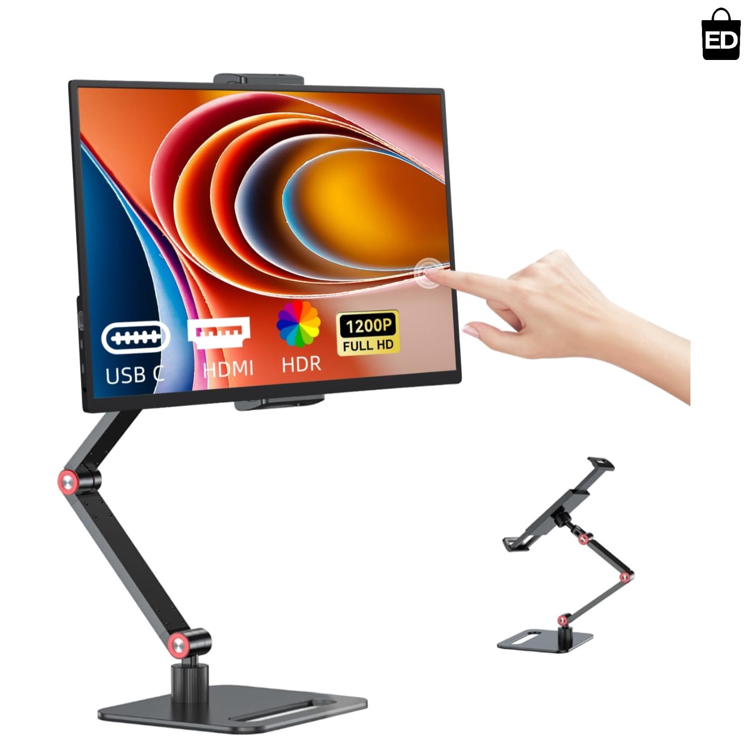 14 Inch Touchscreen Portable Monitor with Stand, 1920x1200 IPS HDR Ultra Slim...