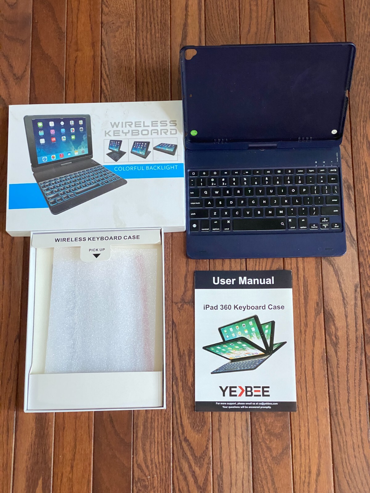 TYPECASE Yekbee 360X Backlight Rotatable Keyboard Case iPad 9.7" Blue with box+