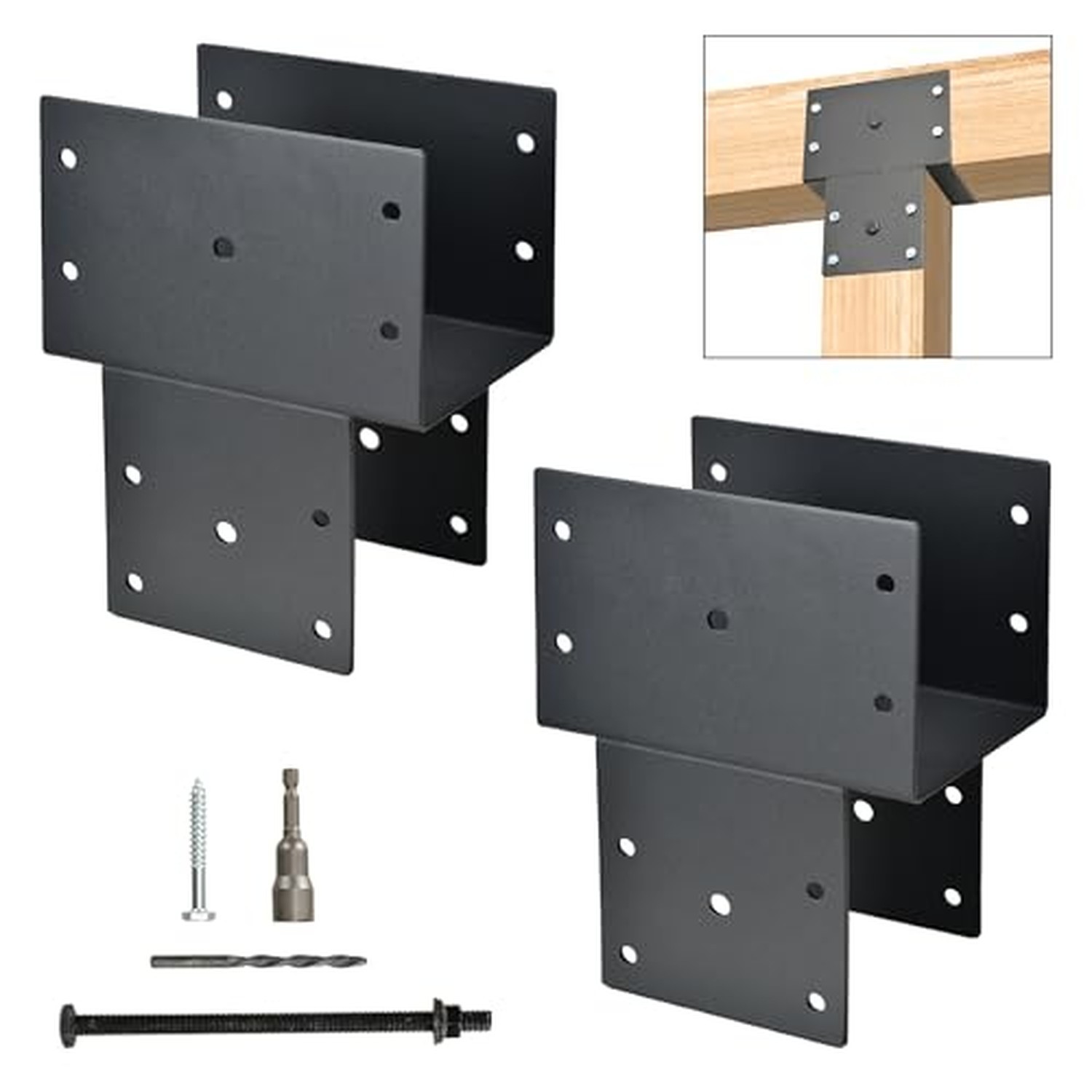 2 Pack 4x4 Heavy Duty Post Cap Tie Bracket for Gazebo, Deck, Beam | Internal ...