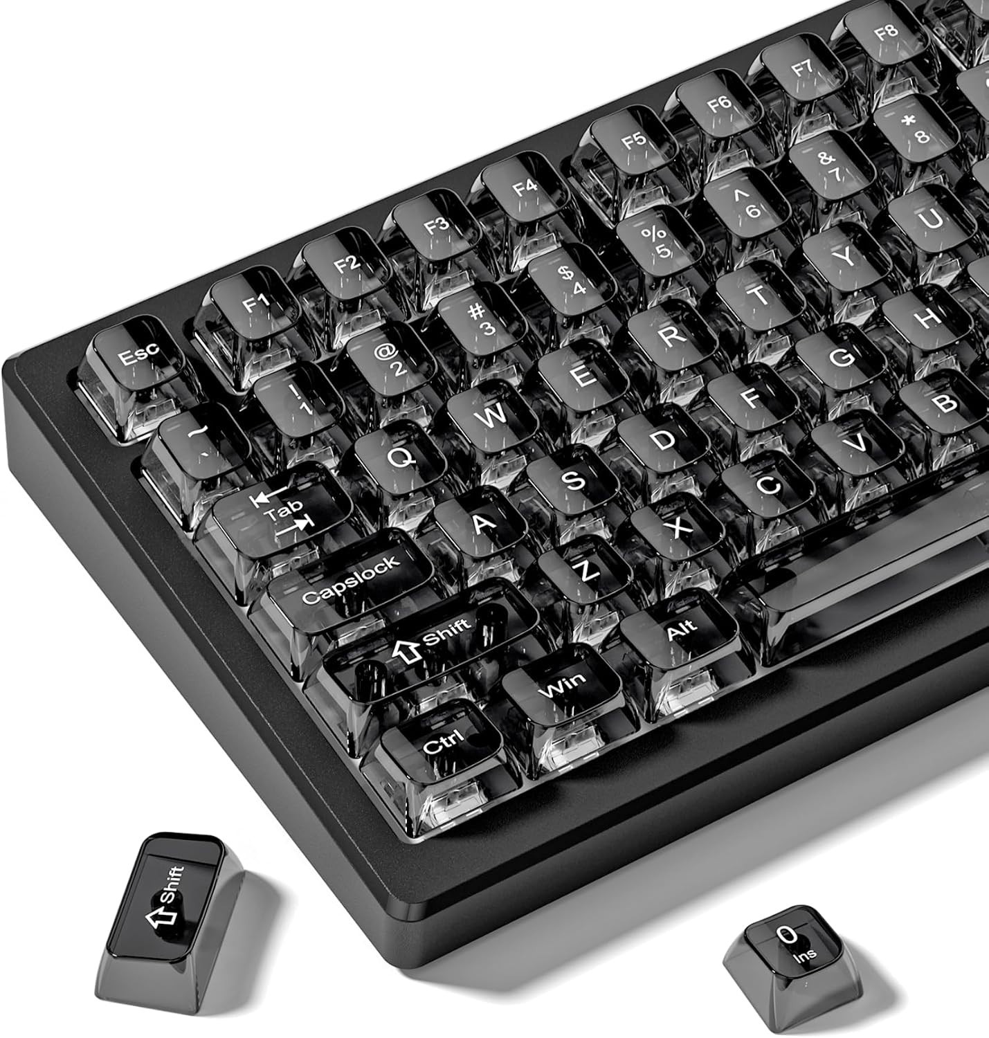 Grey Clear keycaps,Transparent keycaps 60 75 100 Percent,Ceramic Jelly Key caps